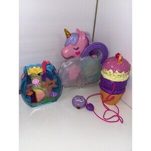 Mattel Polly Pocket Lot Of 4 Toy Playsets Only 1 Figure